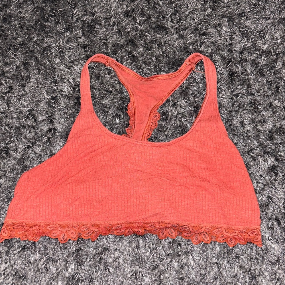 Aerie Coral Lace Trim Bralette